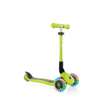 Globber Foldable 3-Wheel Scooter Lights Lime Green Jr 437-106