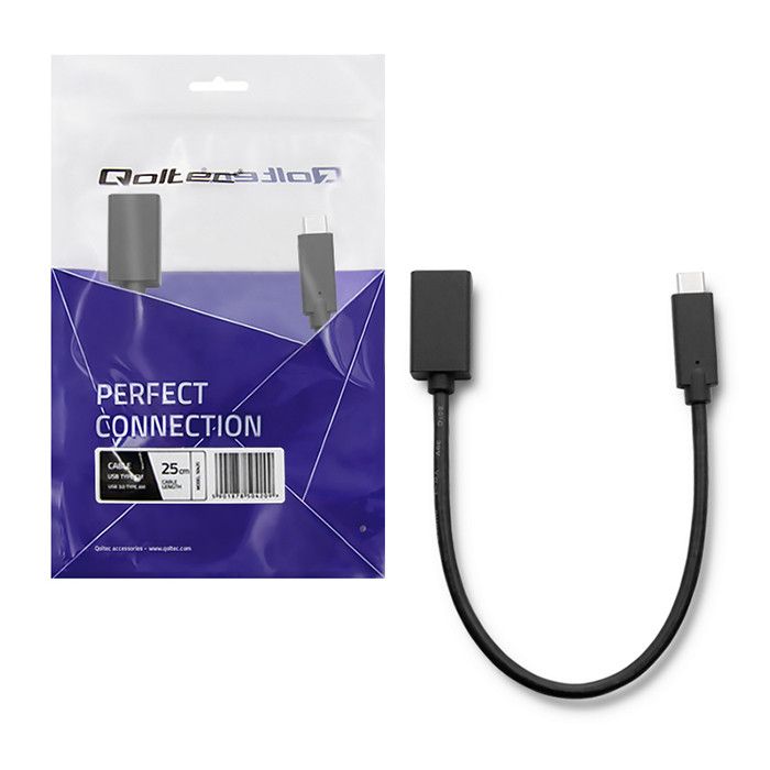 Qoltec Cable USB 3.1 Type C male | USB 3.0 type A female | 0.25M