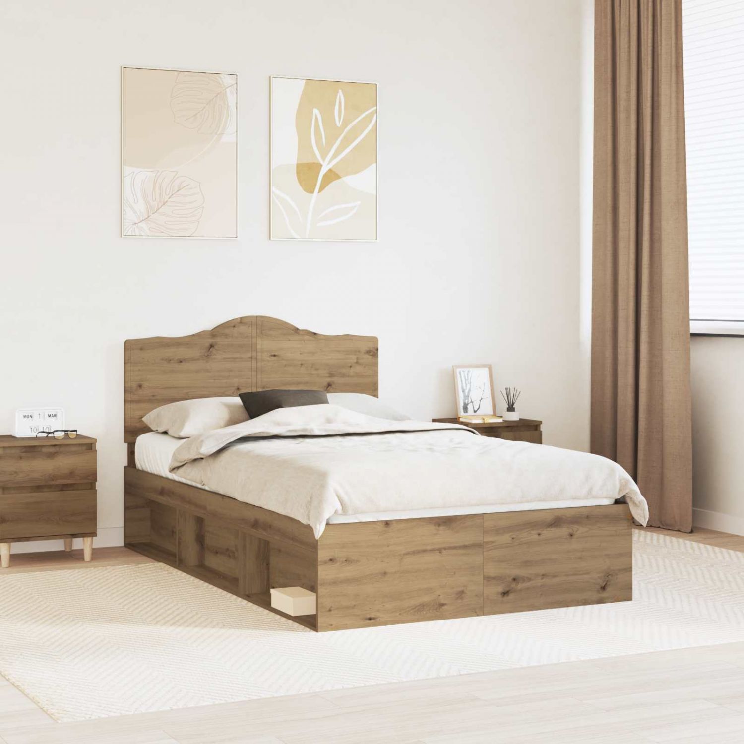 Voodi raam peaga Artisani tamme 120 x 200 cm Tahke mänd