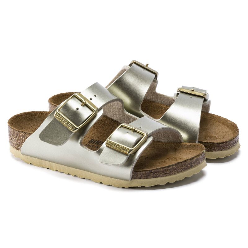 Birkenstock Arizona Kids Birko-Flor Electric Metallic Gold Narrow Flip-Flops (1014841)