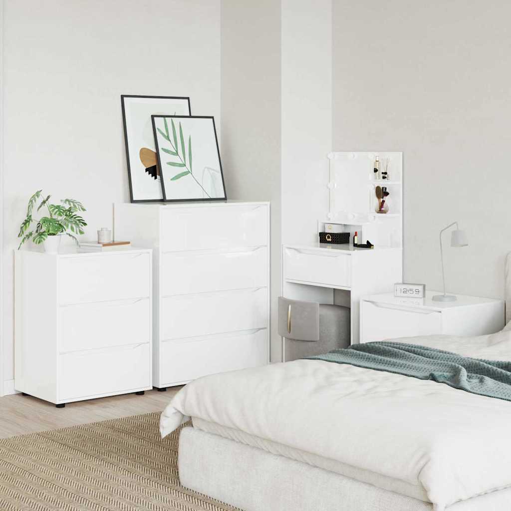 Hoiukapp Kergelt läikiv valge 60 x 48 x 81 cm Tehispuit