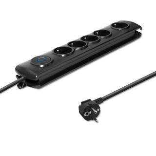 Qoltec Surge protector | 5 sockets | 1.8m | Black