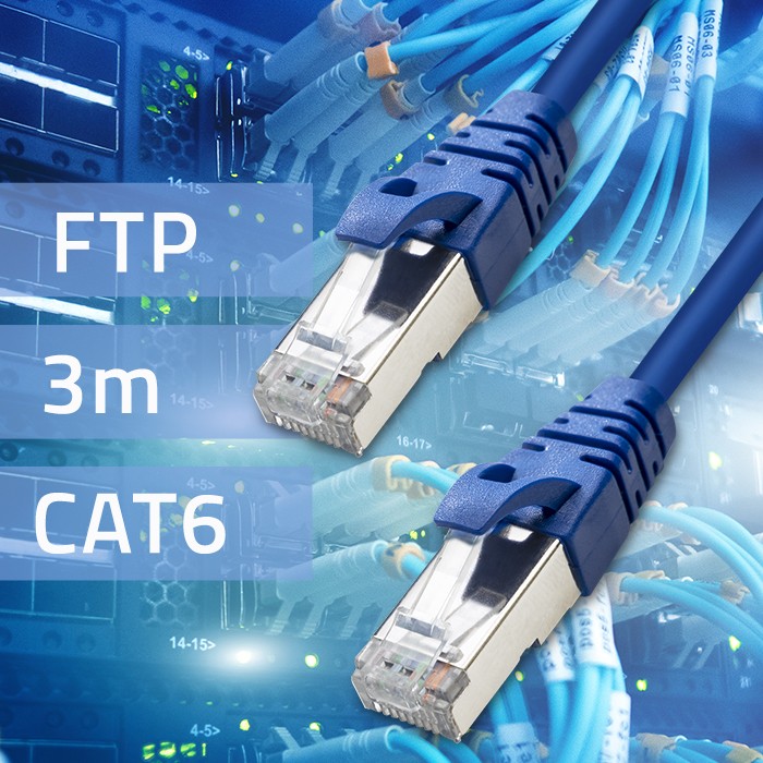 Qoltec Cable Patchcord FTP | CAT6 | 2 x RJ-45 | 3m | High speed | Gold | Shielded