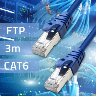Сетевой кабель Qoltec Patchcord FTP | CAT6 | 2 x RJ-45 | 3м | Высокоскоростной | Позолоченный | Экранированный