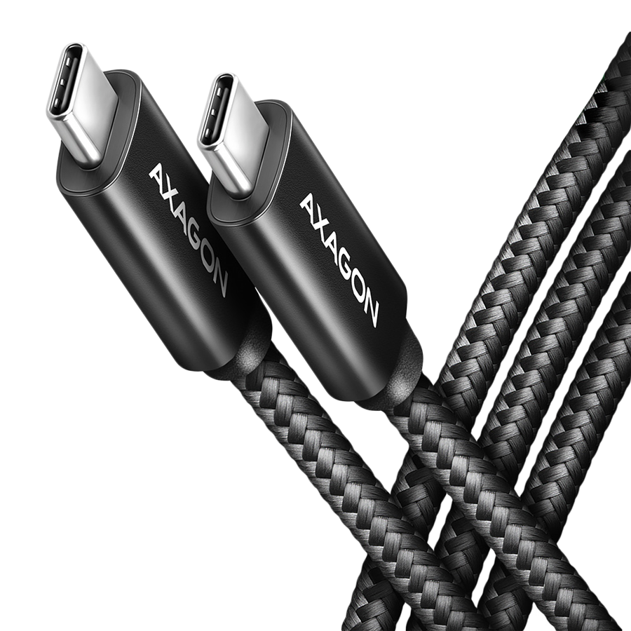 Axagon Data and charging USB 480Mbps cable length 2.5 m. PD 240W, 5A. Black braided.