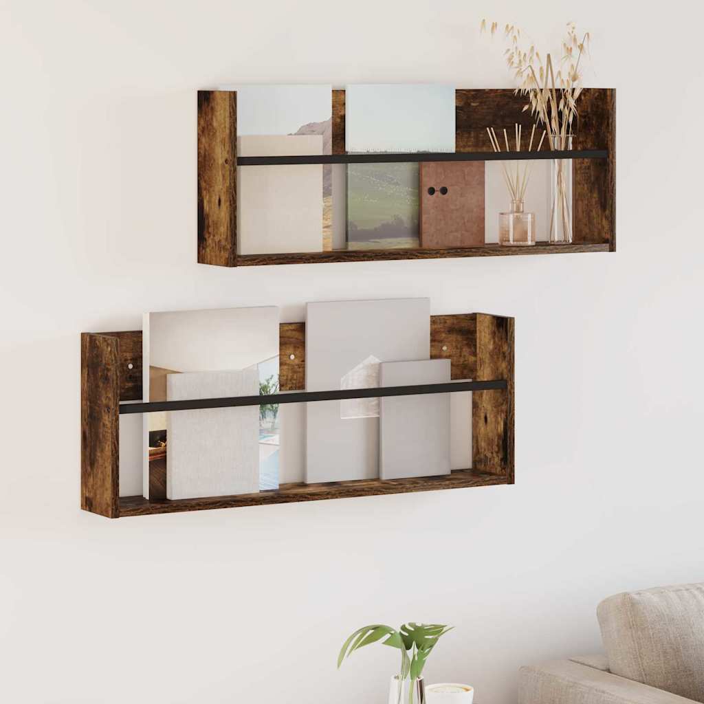 Ajakirja riiul 2 pcs Suitsetatud tamm 80 x 12 x 30 cm Tehispuit