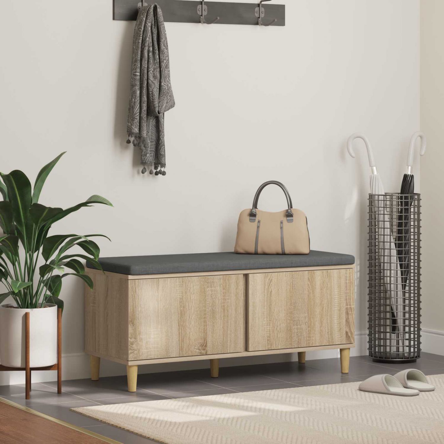 Hallipink padjaga ladustamisega Sonoma tamm 60 x 38 x 46 cm