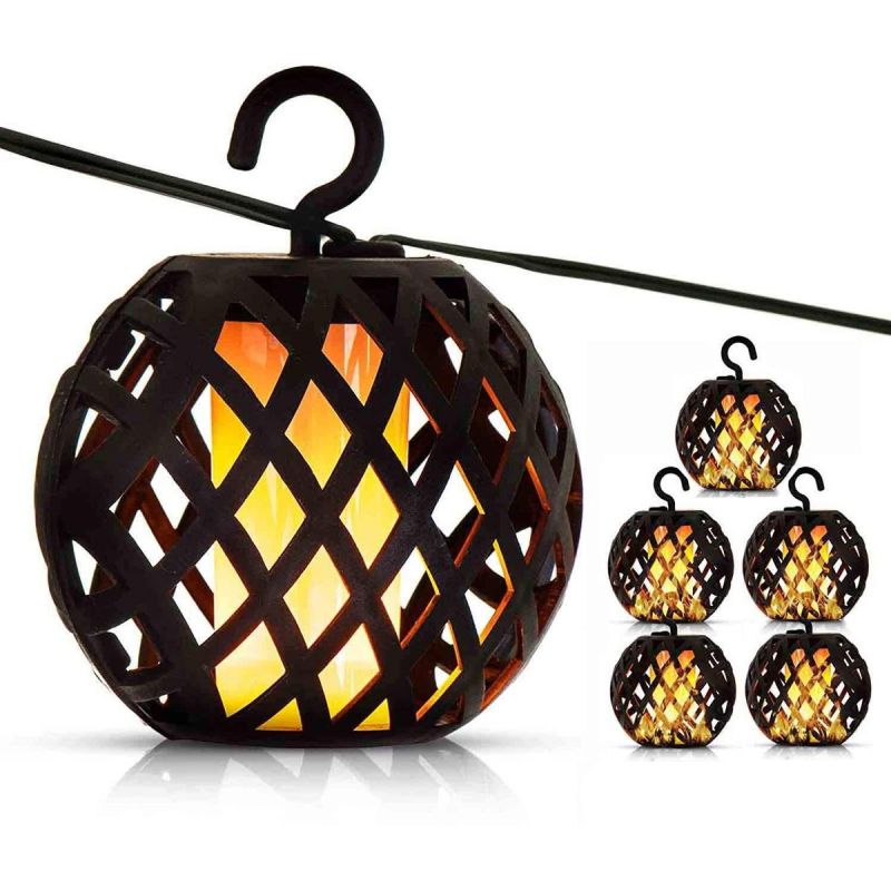 SOLAR LAMP FIREBALLS 7CM 5PCS