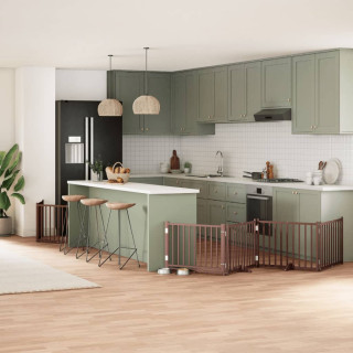 kokkupandav koeravärav uksega, 10 paneeli, pruun 800 cm, pappel