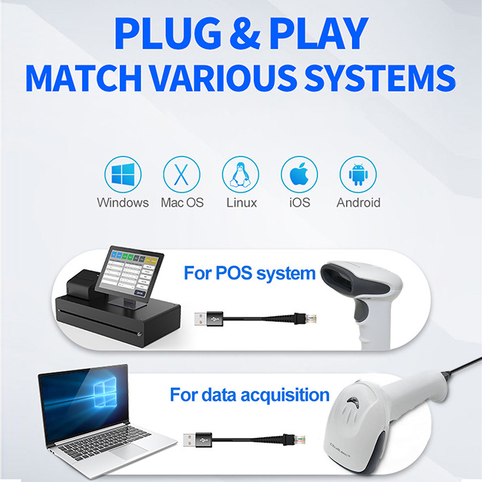Qoltec barcode reader scanner | 1D | CCD matrix | USB | White