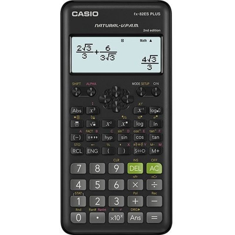 CASIO FX-82ESPLUS-2 SCIENTIFIC CALCULATOR, 252 FUNCTIONS, 77X162MM, BLACK BOX