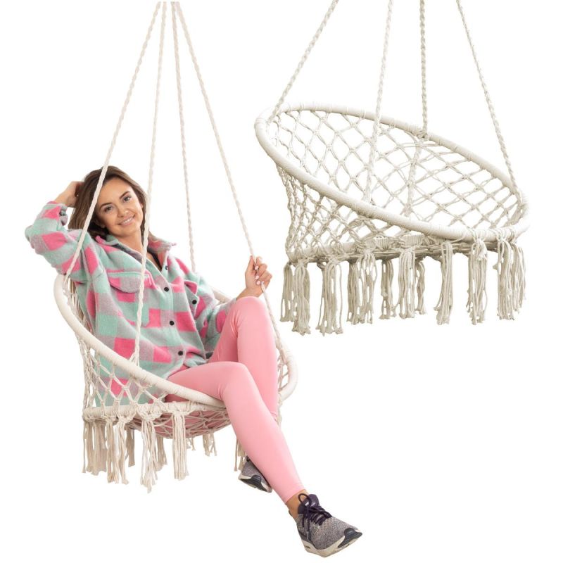 OPENWORK HAMMOCK HANGING CHAIR STORK'S NEST 80x60CM ECRU