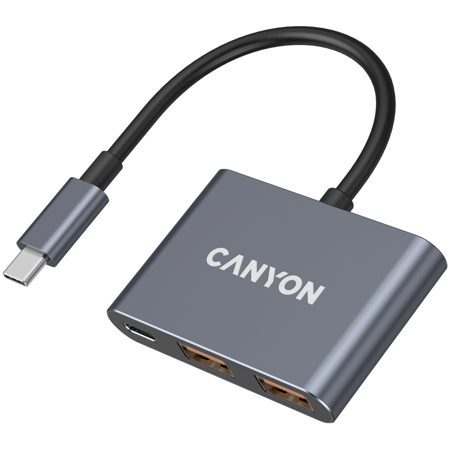 CANYON hub DS-3 3-в-1 USB-C Темно-серый