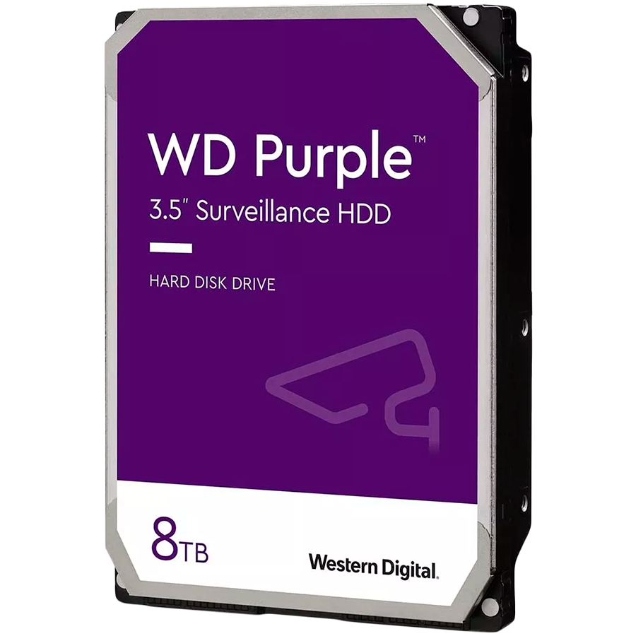 Жесткий диск для видеонаблюдения WD Purple 8ТБ CMR, 3.5, 256МБ, 5640 об/мин, SATA, TBW: 180