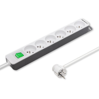 Qoltec Power strip | 6 sockets | 1.8m | White-grey