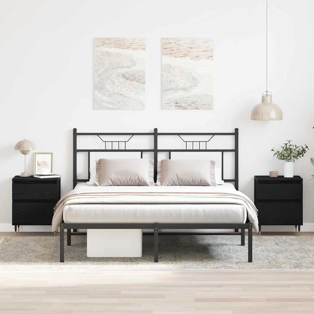 Тумбочки прикроватные 2 шт, Черный дуб, 40x35x50 см, Дерево