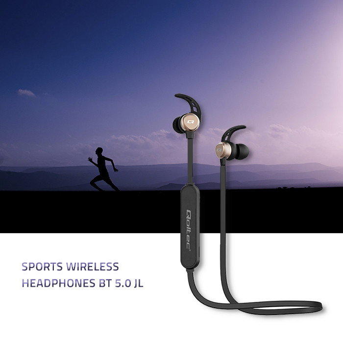 Qoltec BT 5.0 JL sports wireless headphones| magnetic | microphone | Black