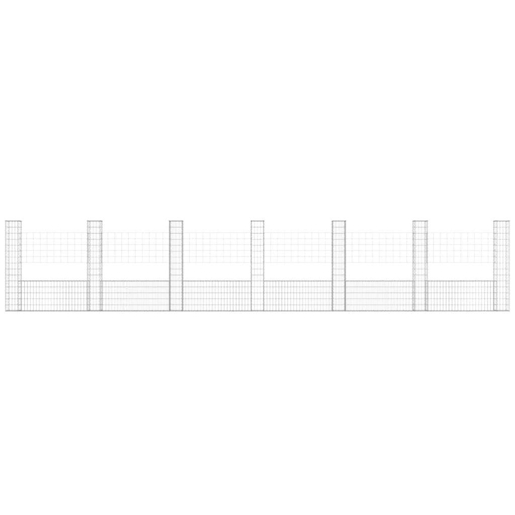 U-kujuline gabioonkorv 7 postiga, raud, 740x20x150 cm