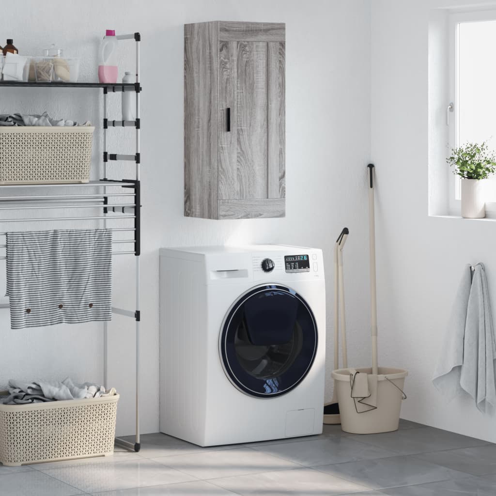 настенный шкаф, серый дуб Сонома, 34,5 x 34 x 90 см, искусственное дерево