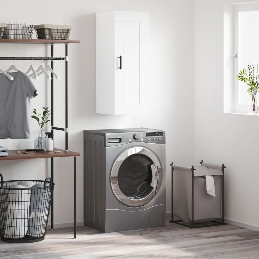 Навесной шкаф, белый, 34,5x34x90 см, искусственное дерево