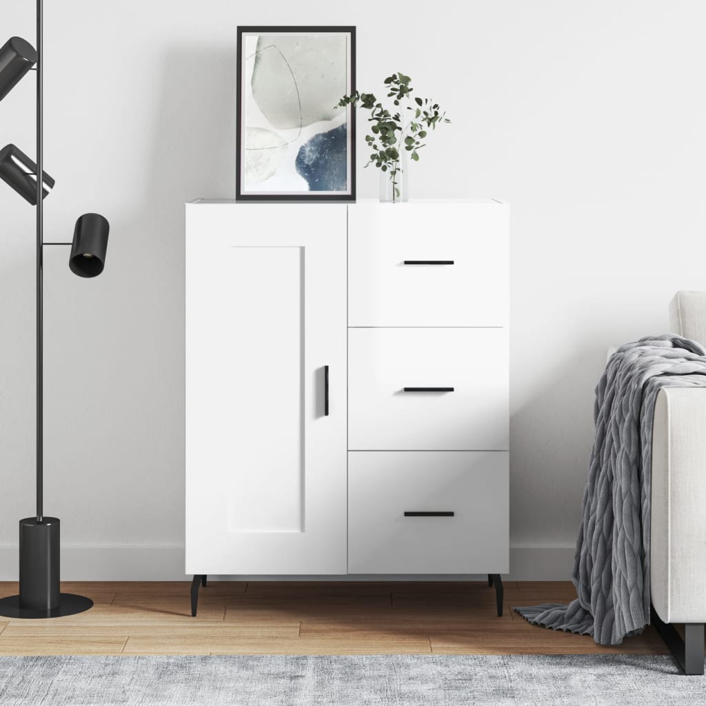 Буфет, белый глянцевый, 69,5 x 34 x 90 см, искусственное дерево