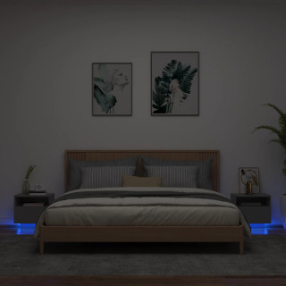 Прикроватные тумбочки с LED-подсветкой, 2 шт, черные, 40 x 39 x 37 см