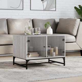 Журнальный столик с стеклянными дверцами, серый дуб Сонома, 68,5 x 50 x 50 см