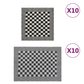 20-osaline rätikute komplekt, must ja valge, puuvill