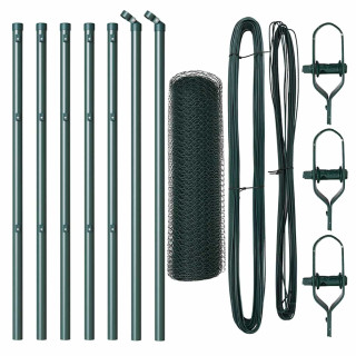 Aed koos postidega Roheline 0.4 x 10 m PVC kaetud teras