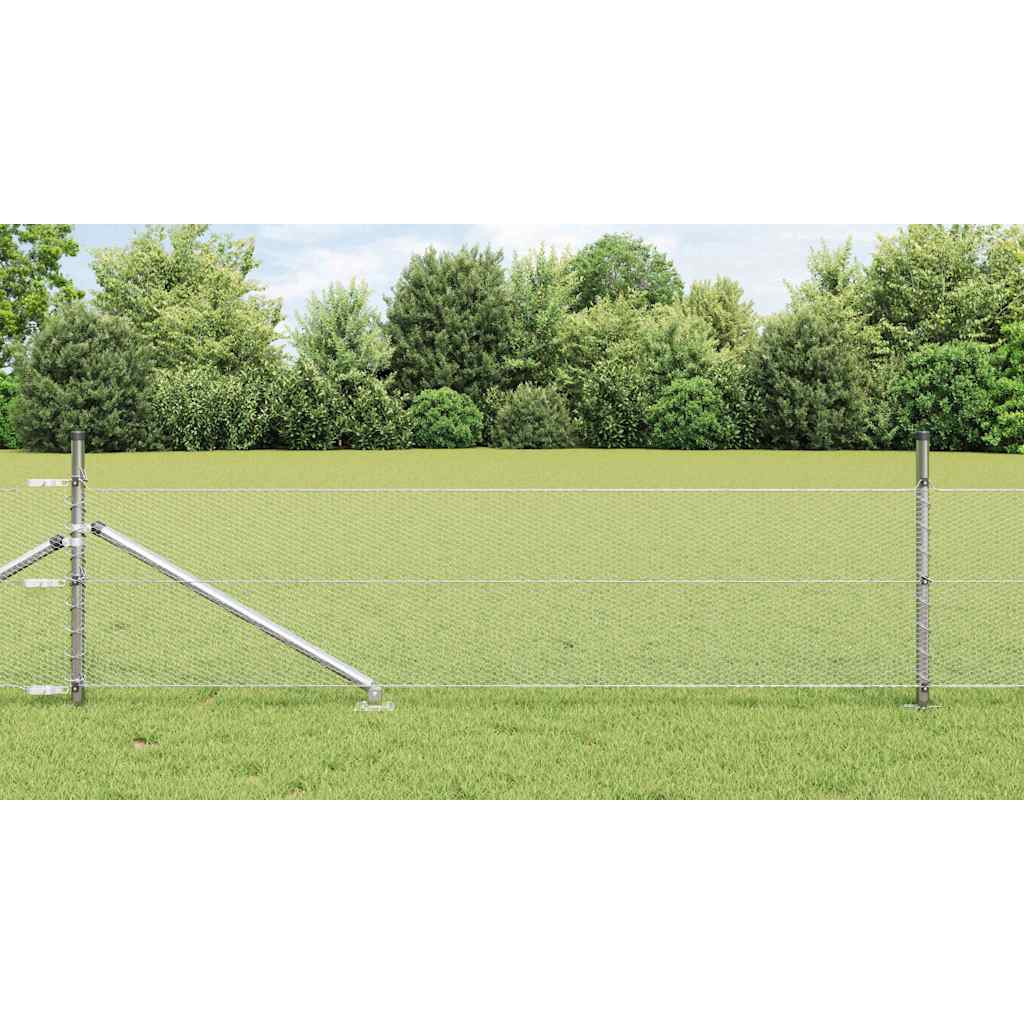 Aed koos postidega Hõbedane 0.8 x 10 m PVC kaetud teras