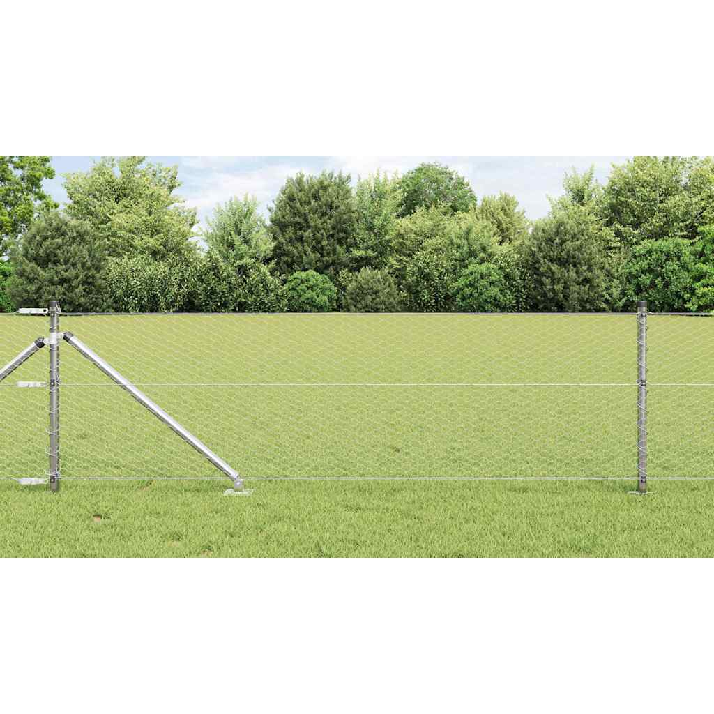 Aed koos postidega Hõbedane 0.6 x 10 m PVC kaetud teras