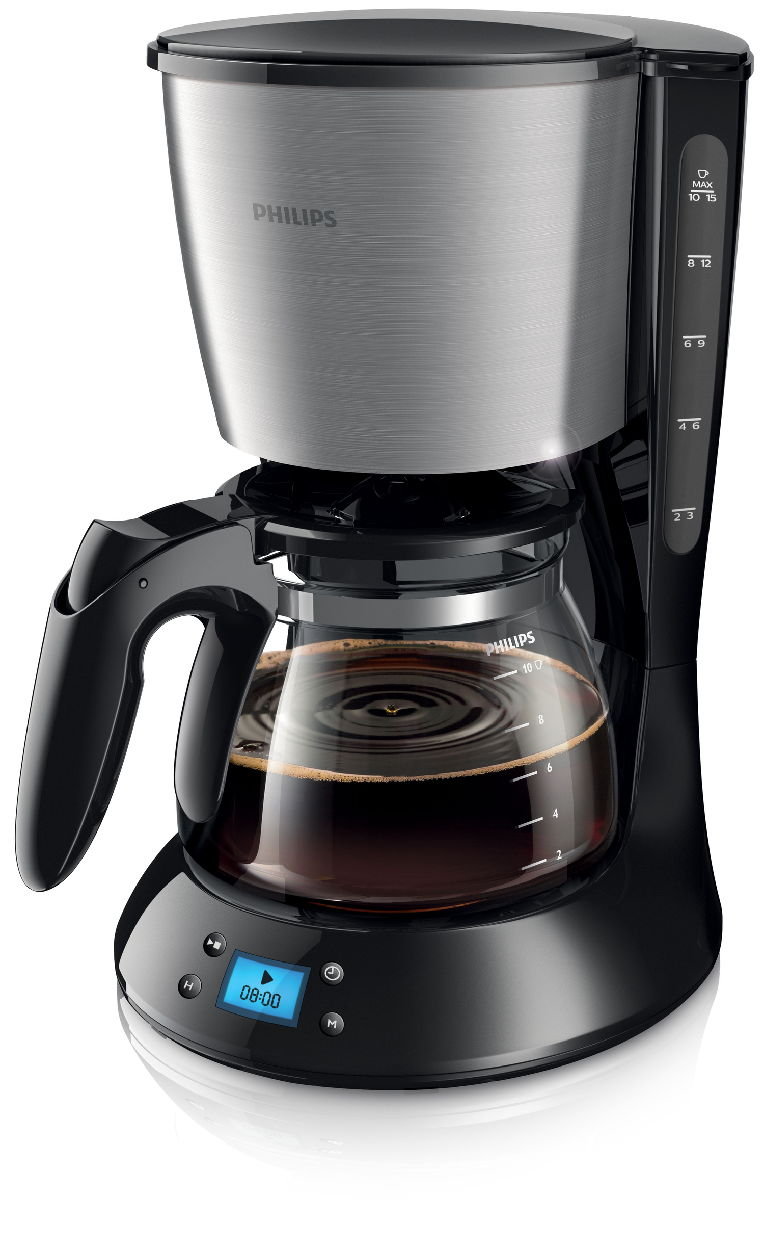 Philips Daily Collection Coffee maker HD7459/20 With glass jug With timer Black & metal
