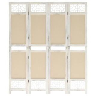 3385594-Panel Room Divider Cream 140x165 cm Fabric