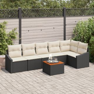 7-osaline aia diivanikomplekt padjadega Must polü rattan Akaatsia
