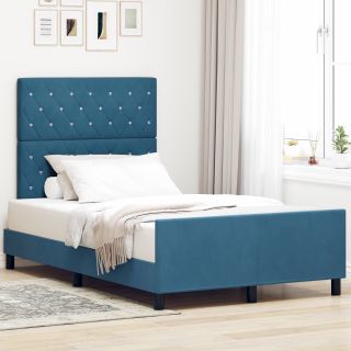 Voodi Tume Sinine 120x190 cm Samet