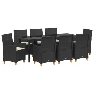 9-osaline aiaga einetool padjaga Must polü rattan