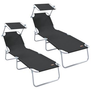 2 tk kokkupandavad lamamistoolid mustast 600D Oxford kangast