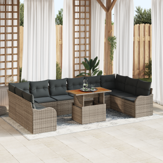 11-osaline aiadiivanite komplekt padjadega hall polü rattan acacia