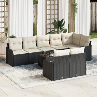 8-osaline aia diivanikomplekt padjadega pruun Poly Rattan