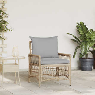 Aiamöök ja padjad Beež 60x70x78 cm Polü Rattan