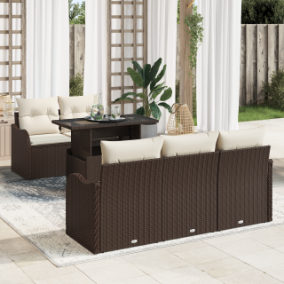 6-osaline aia diivanikomplekt padjadega Pruun poly rattan