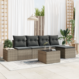5-osaline aia diivanikomplekt padjadega must polü rattan