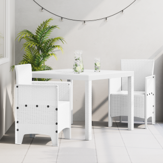 3-osaline Aiaköök Valge Polü Rattan