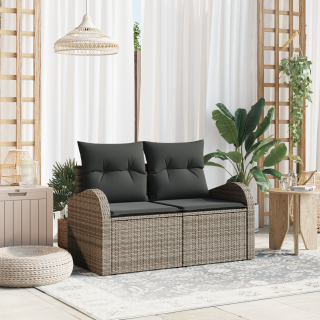 2-kohaline aia sofa koos ladustamise ja padjadega hall polürotang