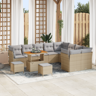 12-tükiline Aiadiivanite Komplekt Padjadega Beež Polü Rattan Acacia