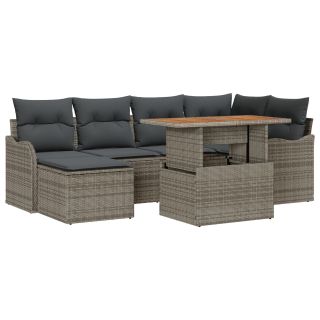 7-osaline aedsofa komplekt padjaga Hall Polürotang Acacia,2-kohaline aedsofa padjaga Hall Polürotang