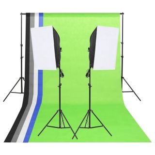 stuudio valgustuskomplekt taustade ja softboxidega