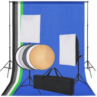 fotostuudio komplekt viie tausta ja kahe softboxiga