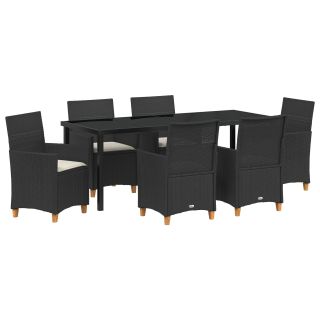 7-osaline aiasöögikomplekt padjadega - must polürotang