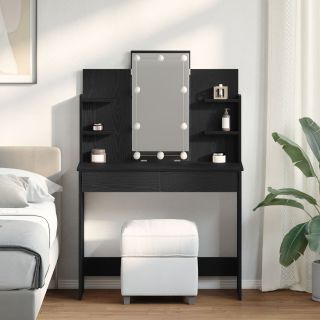 Meigilaud LED-valgustusega Musta Liivapuu 96x40x142 cm